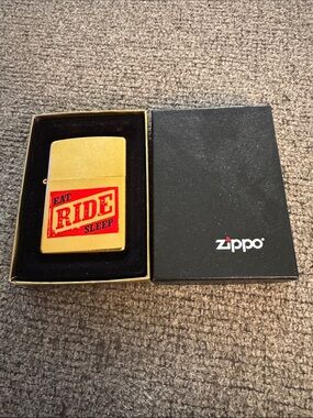 Zippo Gold Finish 'Eat Ride Sleep' Windproof Lighter